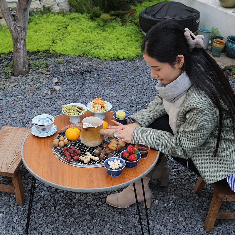 多功能烧烤围炉煮茶桌秋冬烤肉火锅取暖防烫桌面聚餐露营烧烤桌