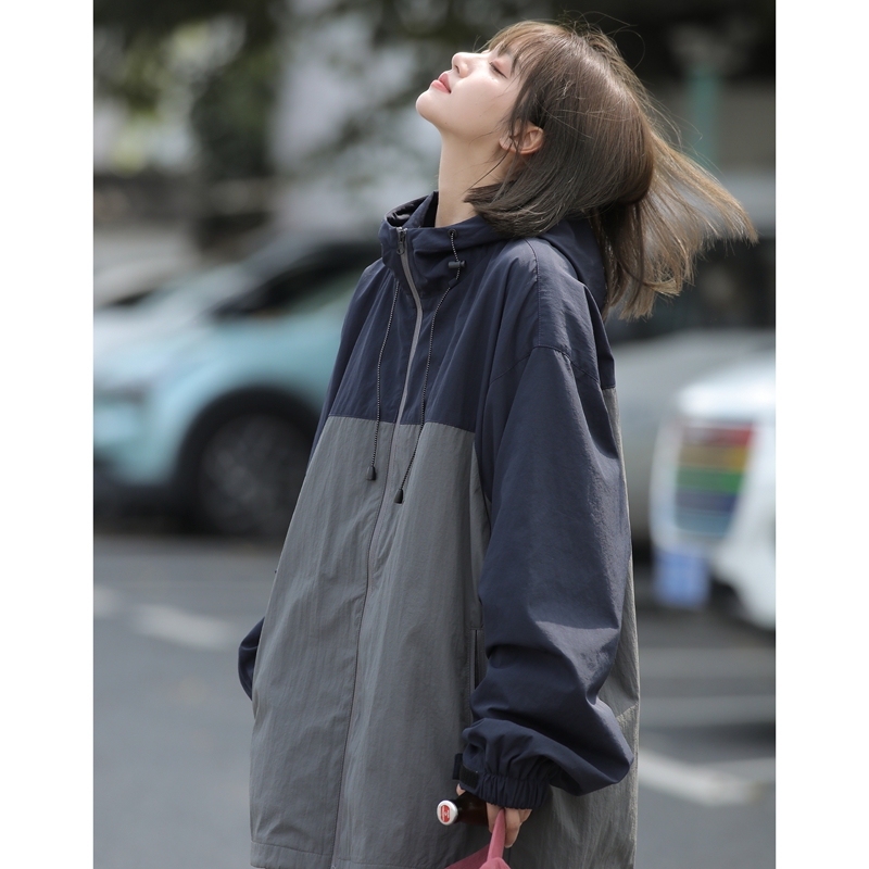 拼接防风防水冲锋衣外套男女秋款户外山系美式设计感小众工装夹克