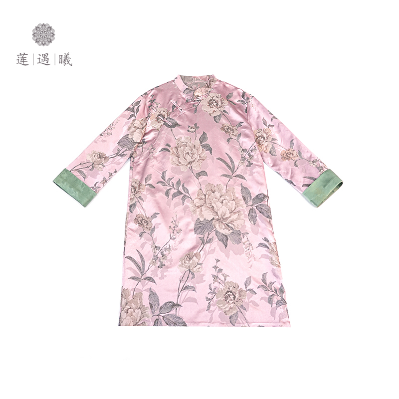 【莲遇曦】桑蚕丝 宋锦.月季花 旗袍 2736-170