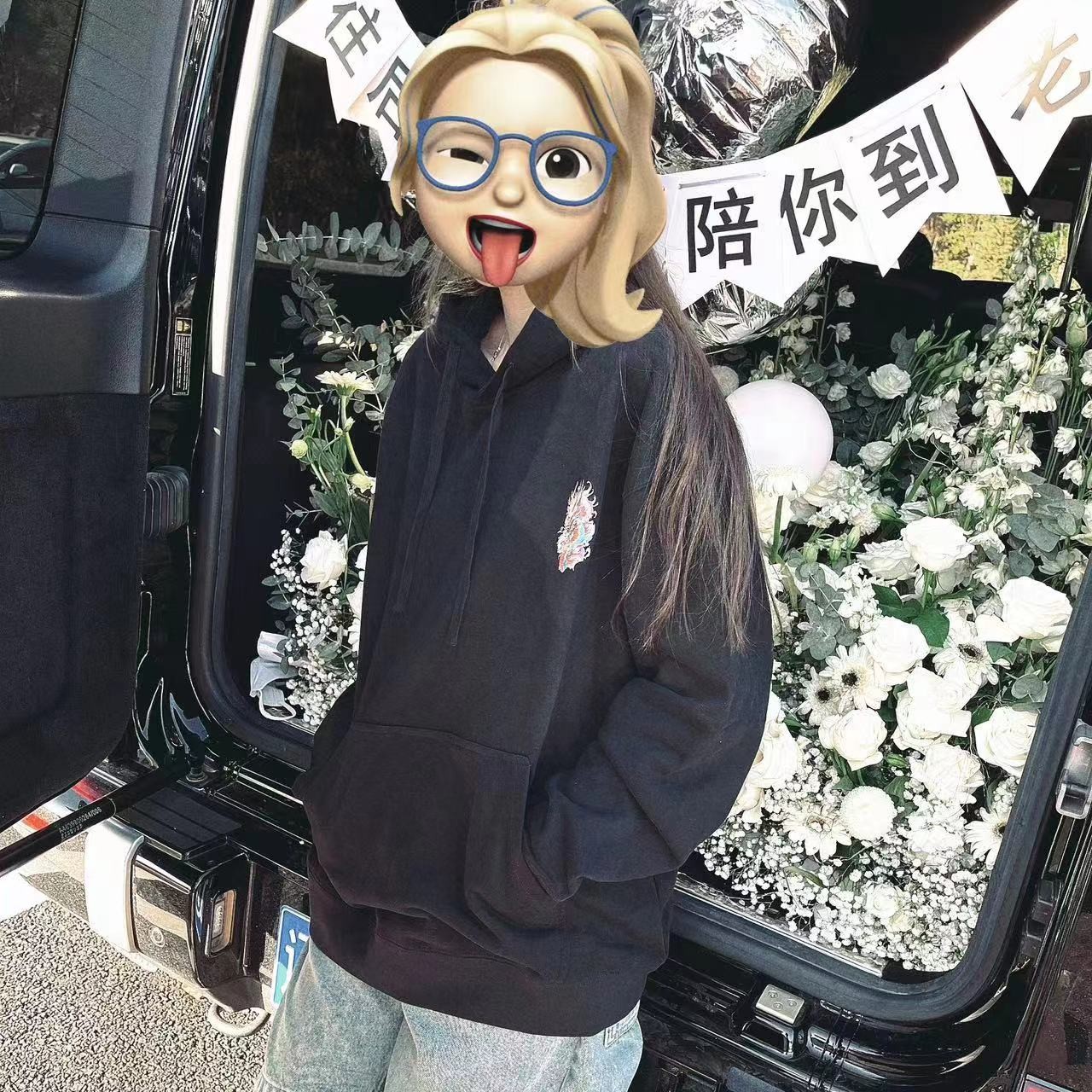 龙老板印花版连帽卫衣