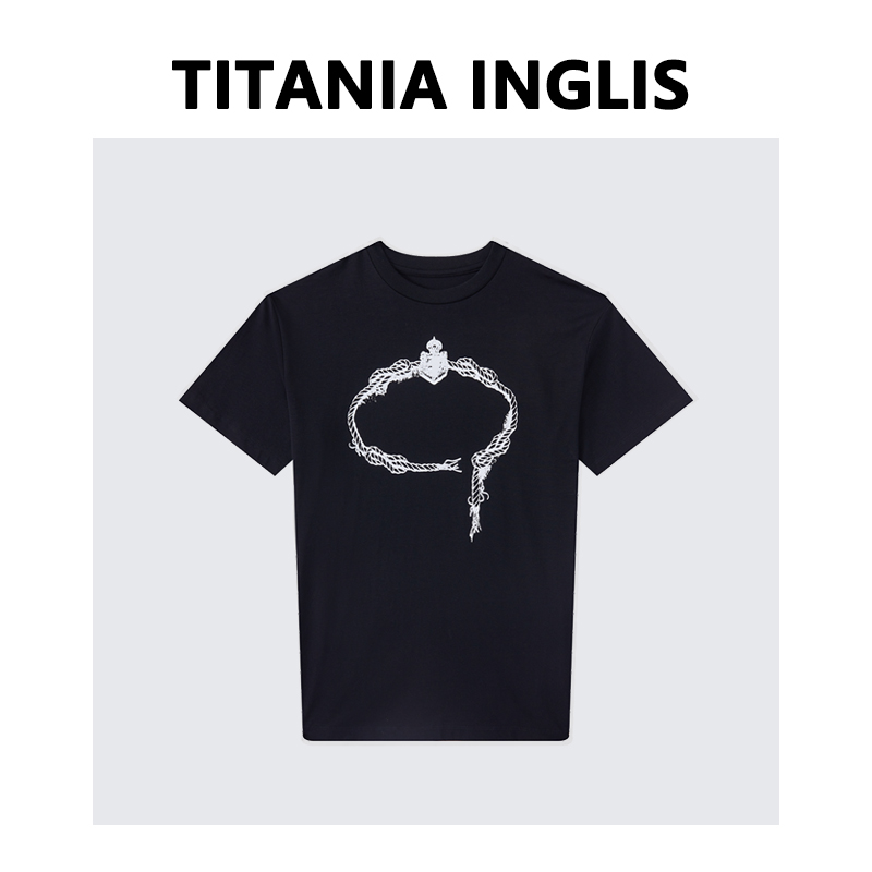 TITANIA INGLIS 时尚休闲百搭显瘦短袖t恤纯棉圆领上衣 D23-1019