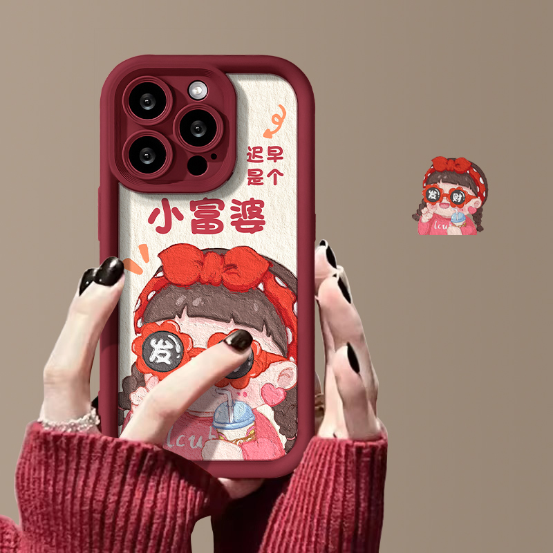 发财小富婆苹果14手机壳iPhone15个性13promax小众11新款12软7/8p