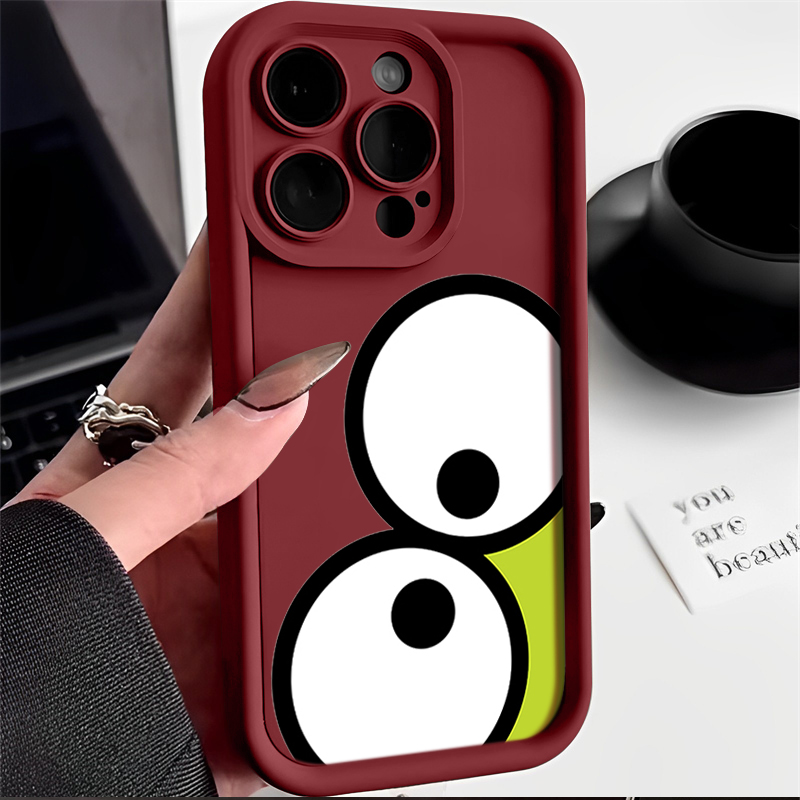 卡通大眼仔苹果13手机壳iPhone14全包15promax防摔11磨砂12软壳78