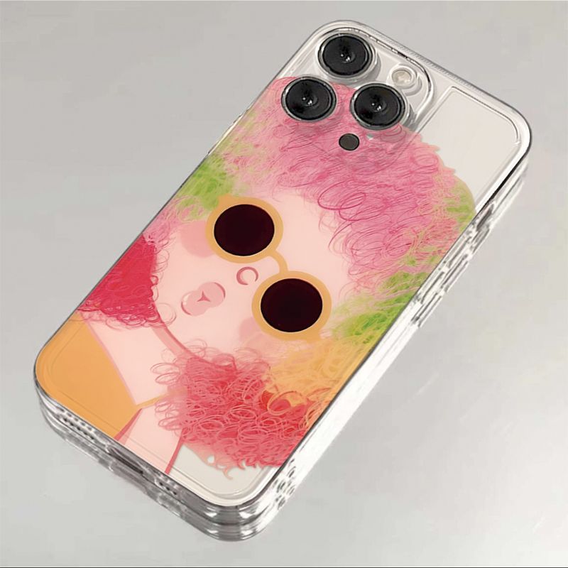 爆炸头女孩苹果15手机壳iPhone13透明x/xs个性14潮12promax软壳11