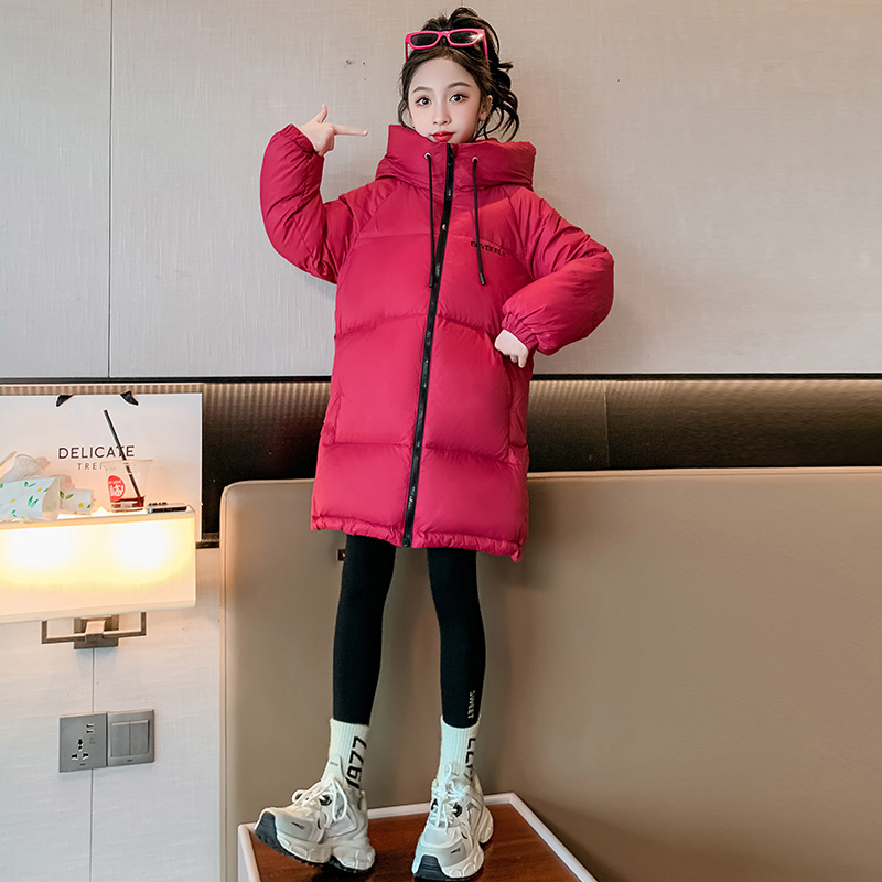 女童羽绒服2023新款时尚儿童秋冬装加绒加厚面包服中大童保暖外套