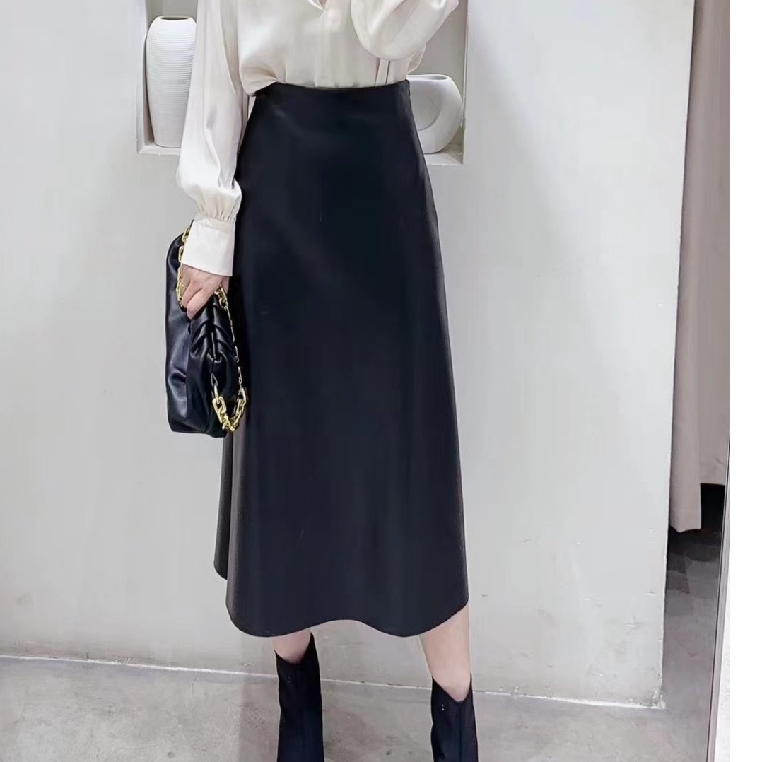 简爱女装 ［千千阙歌］复古港味皮裙女春秋气质包臀裙子  2769