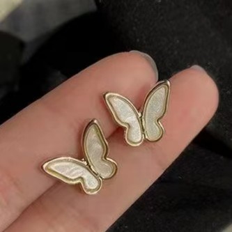 合金耳饰 101号 C-002超仙气质高级耳环百搭简约小巧素款白色耳钉