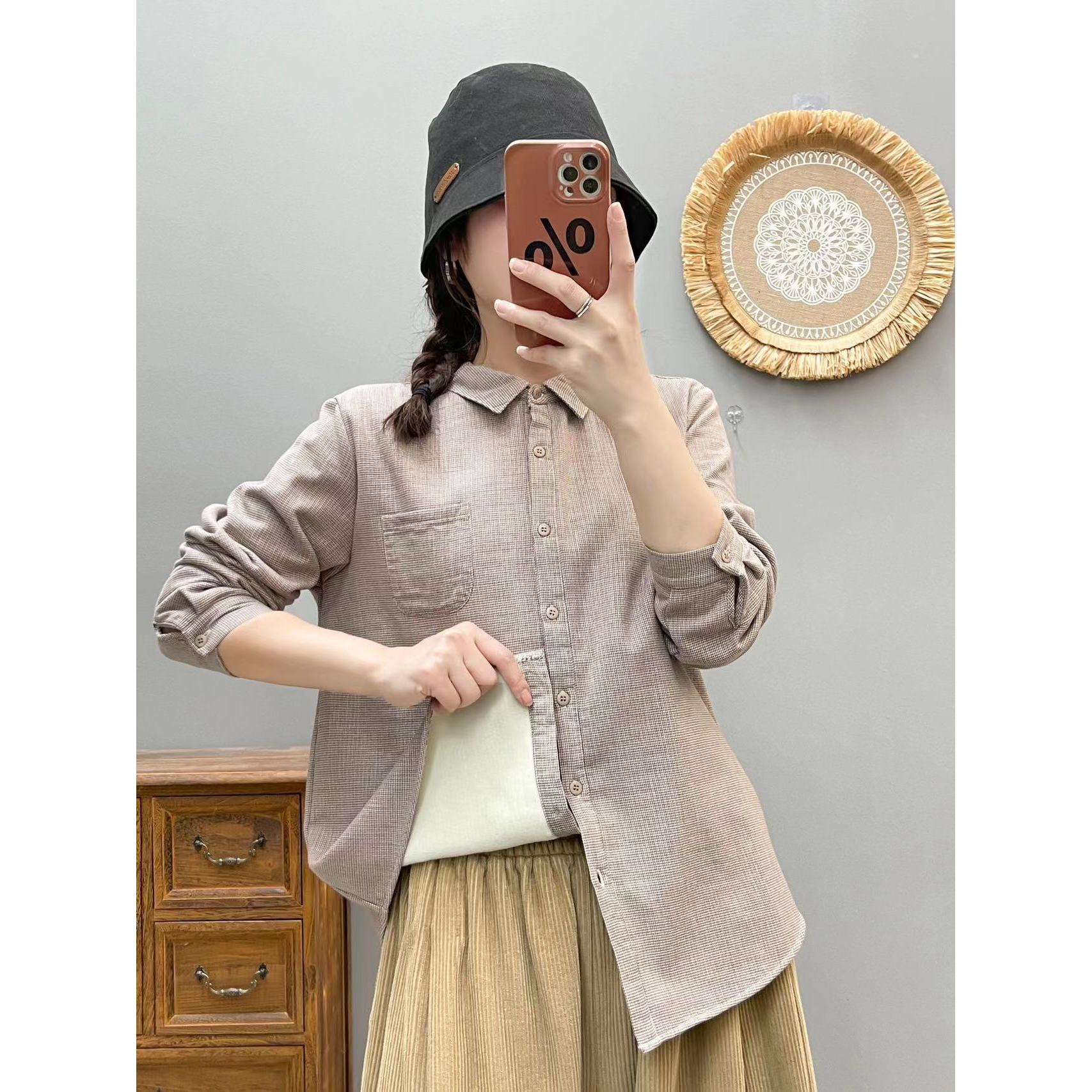 冬季加绒加厚棉质长袖衬衫（8374）W1109