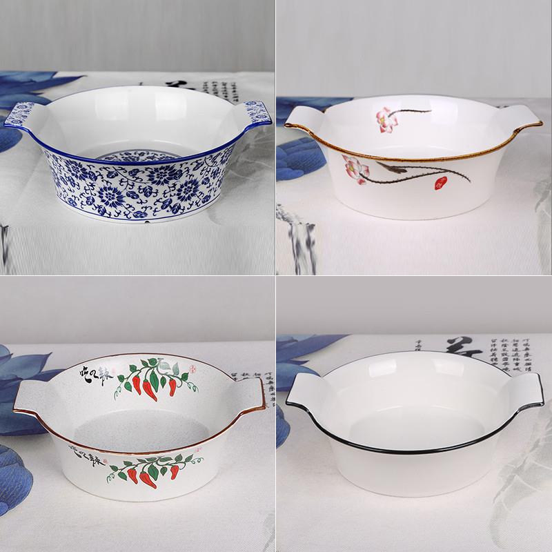 家用商用青花瓷防烫双耳陶瓷专用大汤碗酸菜鱼大盆碗水煮鱼大碗盆