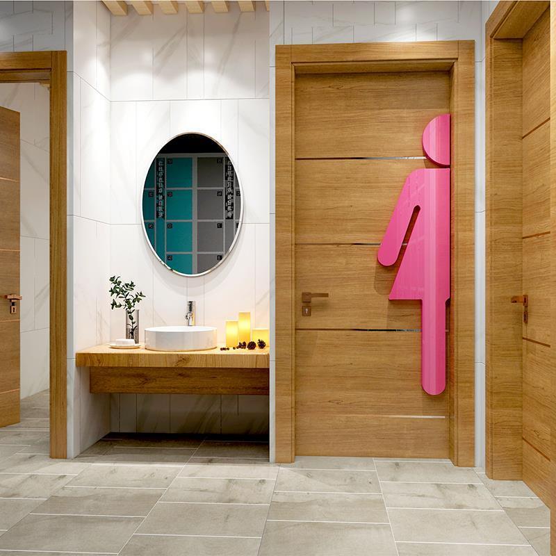 男女洗手卫生间墙贴商场公共厕所门标识指示牌装饰布置亚克力大