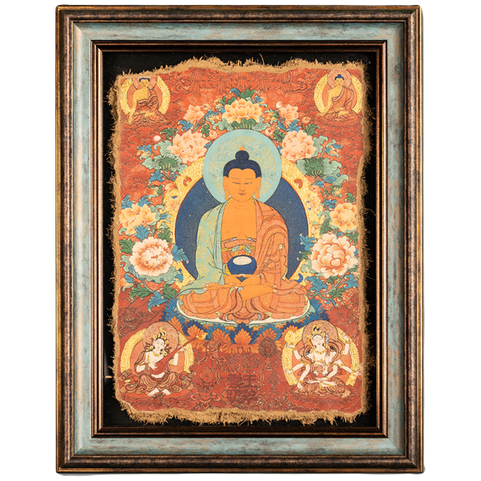 敦煌壁画作品作者【王牟云驰】飞天如来菩老师五色艺术青绿松石手绘