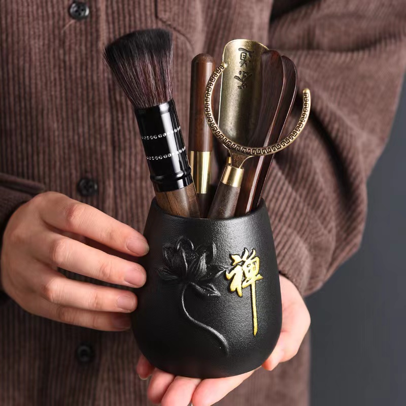 【推荐】茶道六君子套装摆件6君子件套泡茶工具摆件茶夹 HT木雕