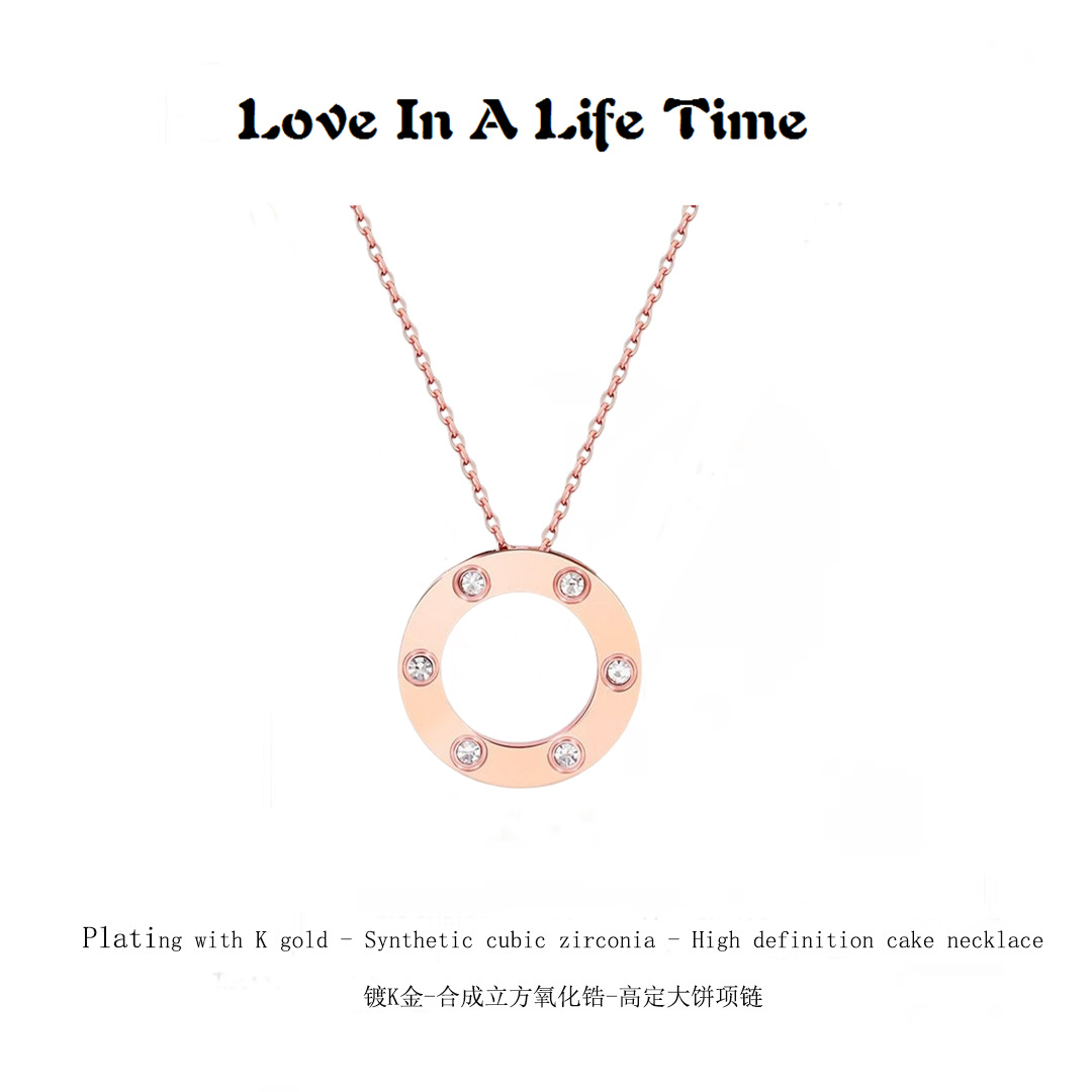 香蒲丽  时尚【轻奢定制扣】LOVE大圆饼项链百搭长扣坠链