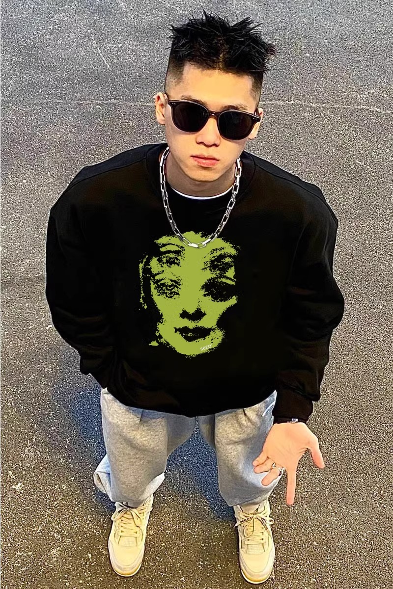 加肥加大300斤圆领卫衣男秋冬2023新款加绒加厚美式复古男士上衣