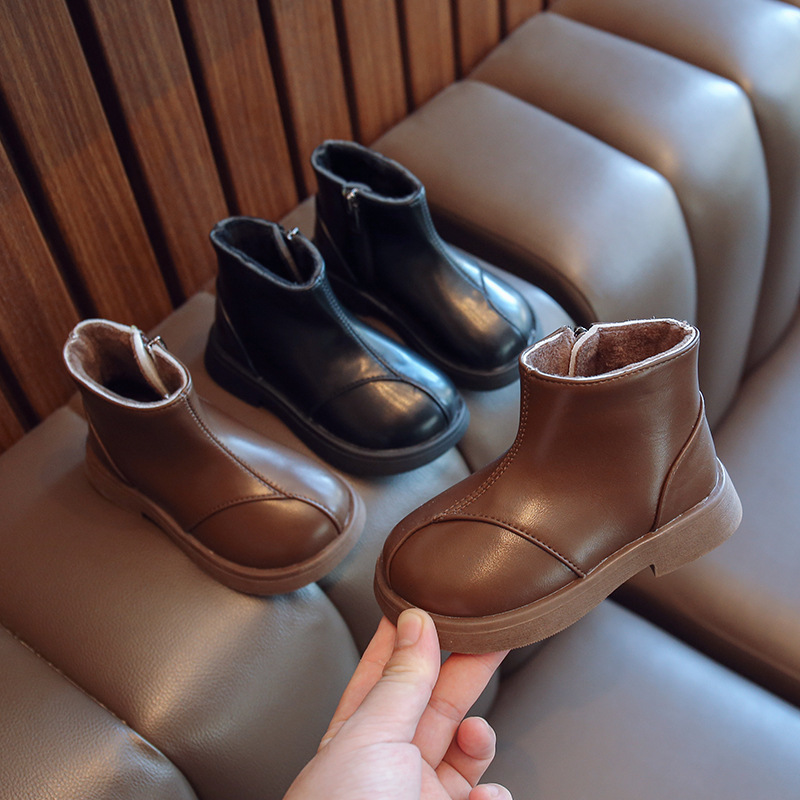 女童靴子冬季加绒保暖短靴洋气加厚皮靴二棉马丁靴儿童百搭公主靴