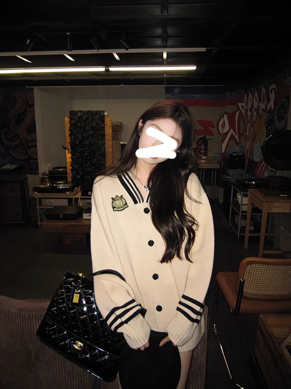 陈佳楠学院风针织毛衣女2023秋冬新款气质减龄高克重开衫