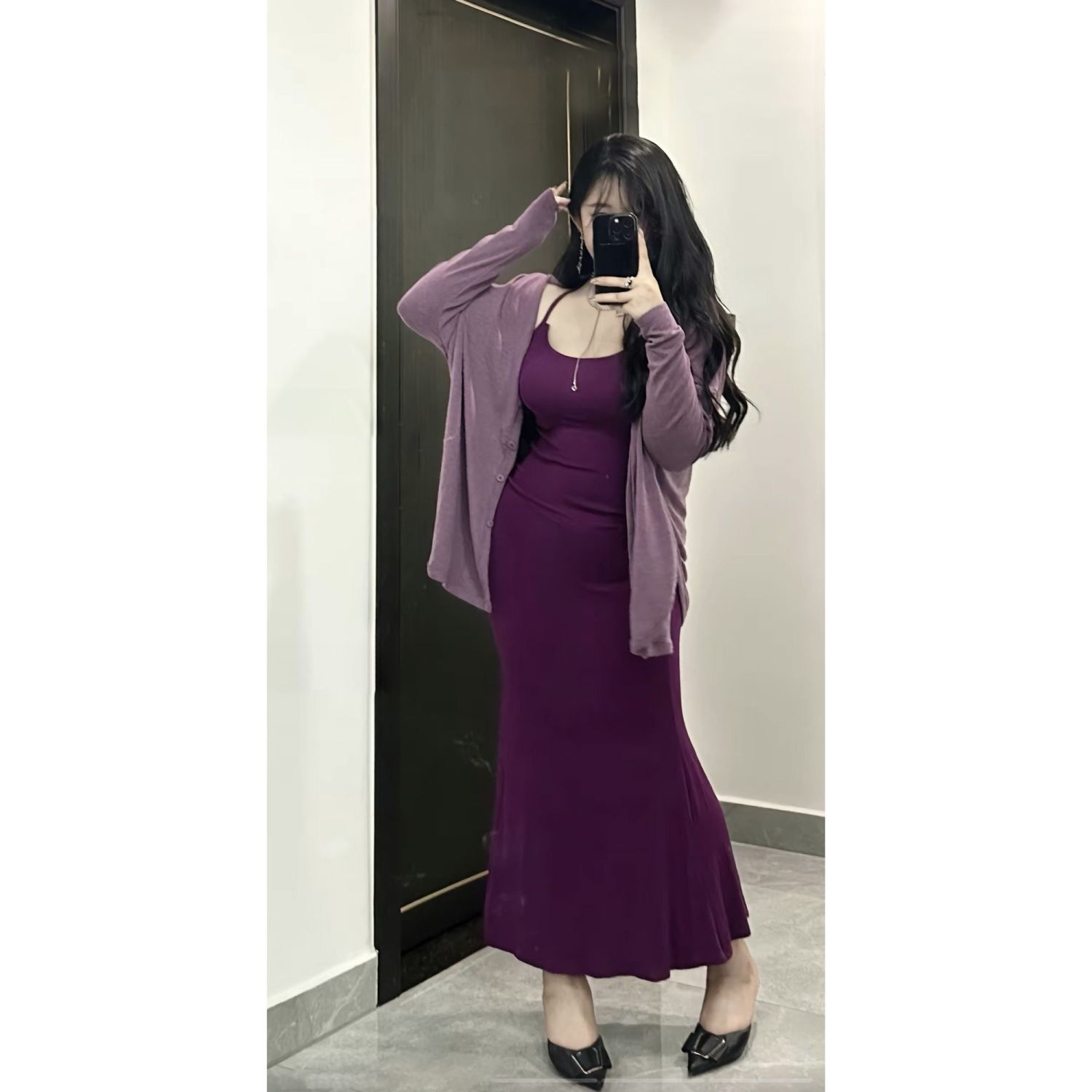 大码200斤性感纯欲吊带连衣裙显瘦遮肉鱼尾长裙胖mm防晒开衫套装