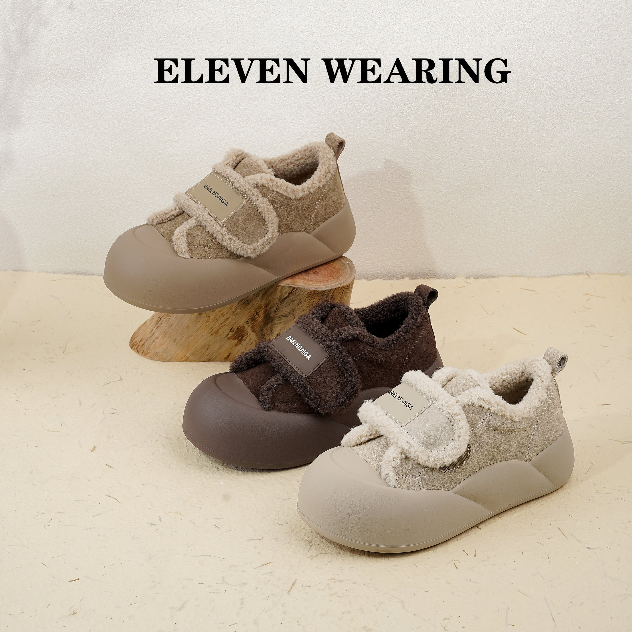 【Eleven‘shoes】冬日小暖炉 厚底毛毛鞋/5CM/星星