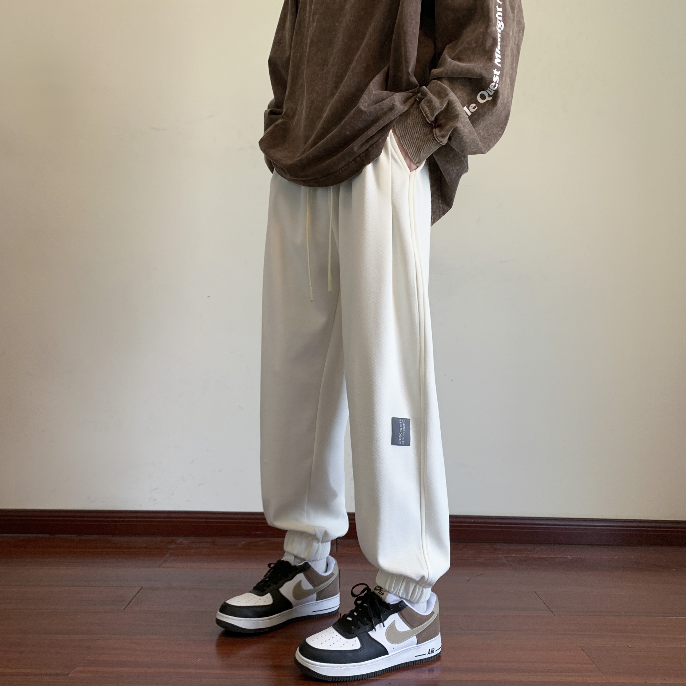 休闲裤子男春秋季新款贴标宽松百搭潮牌ins潮流运动学生休闲长裤