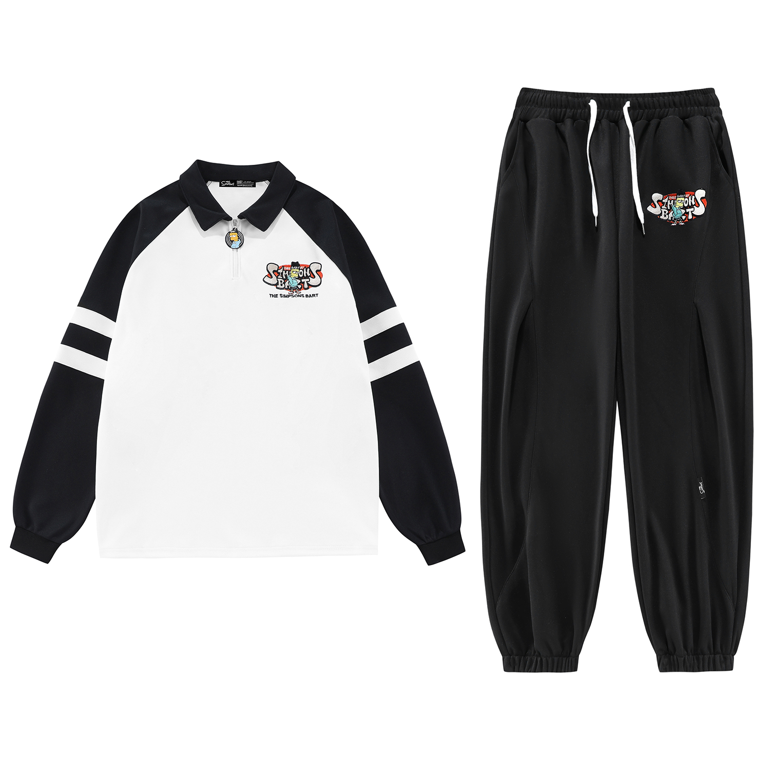 THESIMPSONS辛普森糖果色拼接翻领卫衣束脚长裤套装SPCSU233F02U