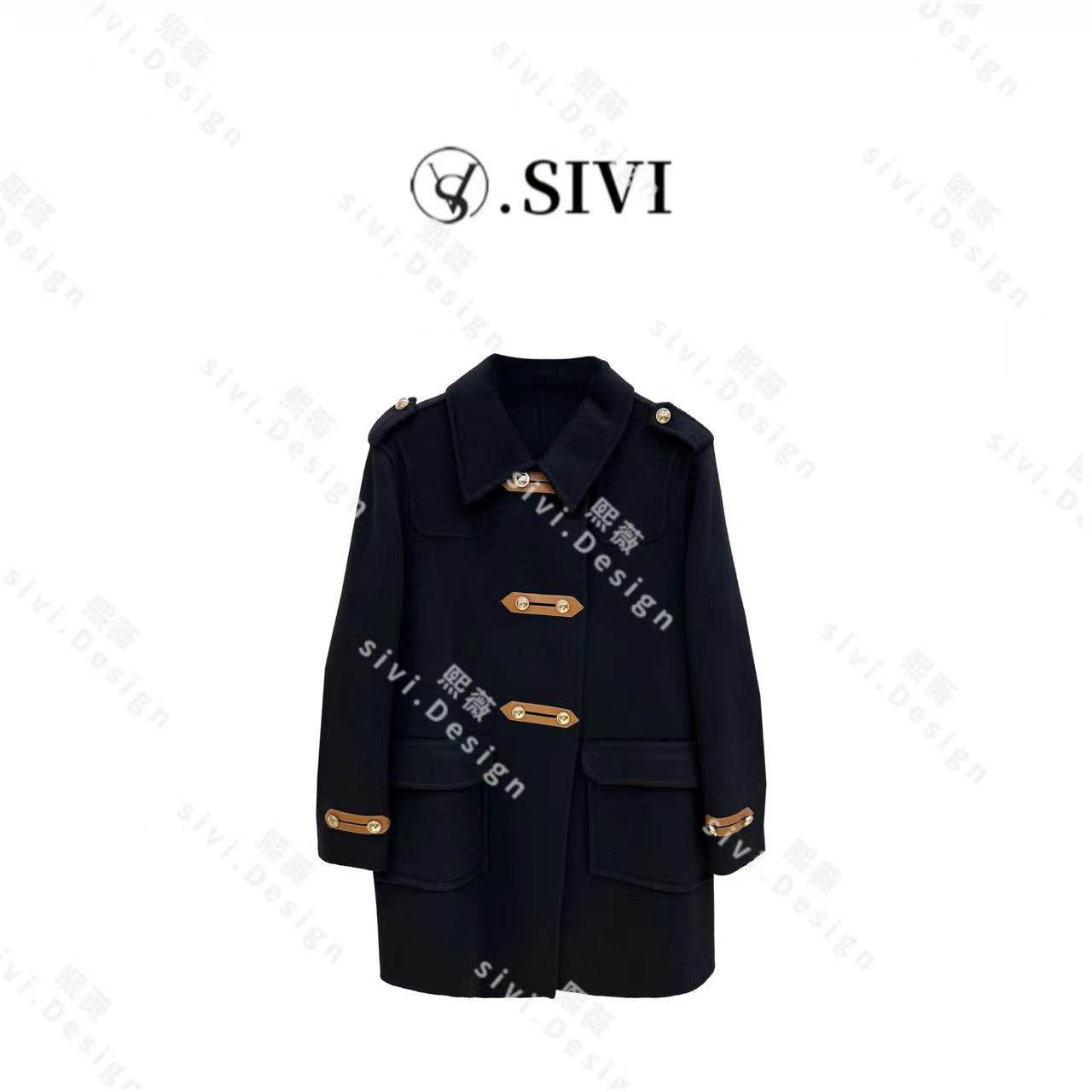 SIVI【豆蔻年华】2023冬季设计师款高端气质大衣中长款女外套F2325