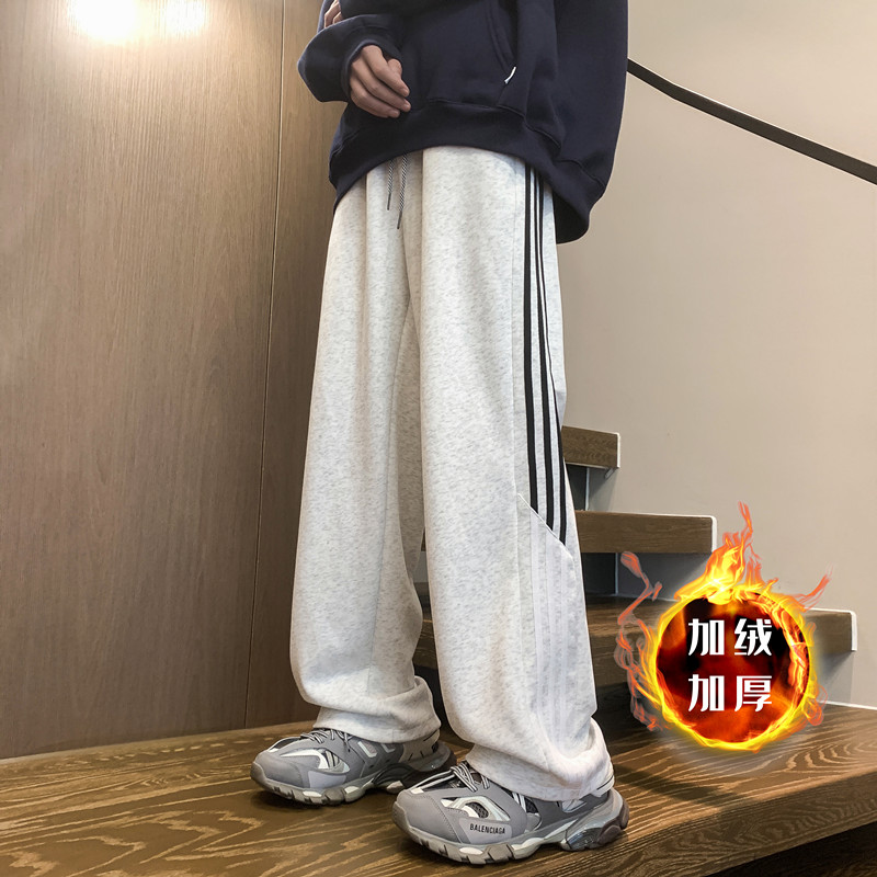 JEEP吉普巴黎神裤男秋冬加绒大码运动休闲裤美式潮牌宽松直筒垂感