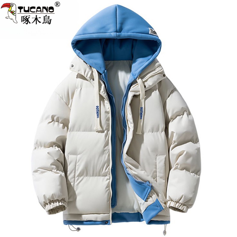 TUCANO/啄木鸟棉致潮牌假两件保暖棉衣男女款冬季连帽棉服外套