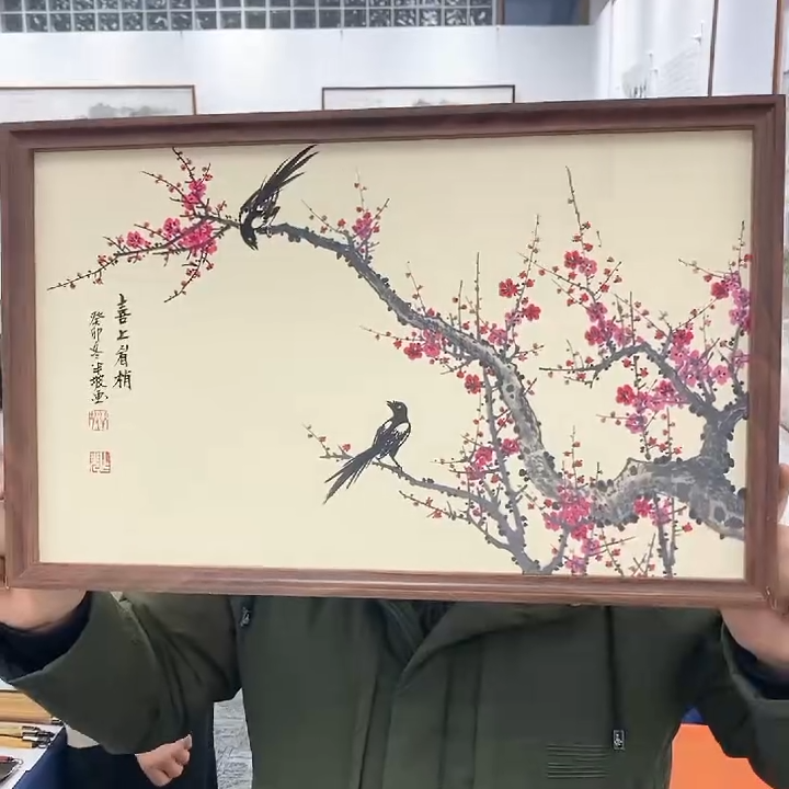 30*50国画横幅-喜上眉梢/周作光（带框）