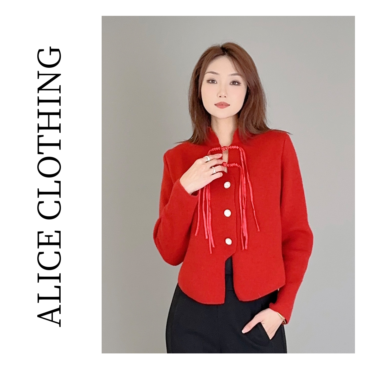 1【ALICE “傲雪而立”国风毛衣】流苏盘扣 温婉典雅 S2136639K