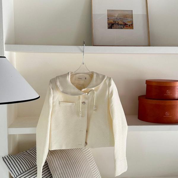 【疯狂大上新 惊喜好价！】1207白色小香风显瘦气质荷叶领仙气外套