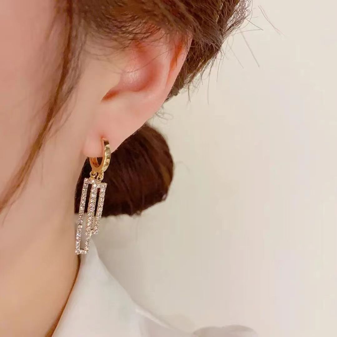 铜合金耳饰 新款轻奢复古几何方形长款时尚百搭耳环女1274