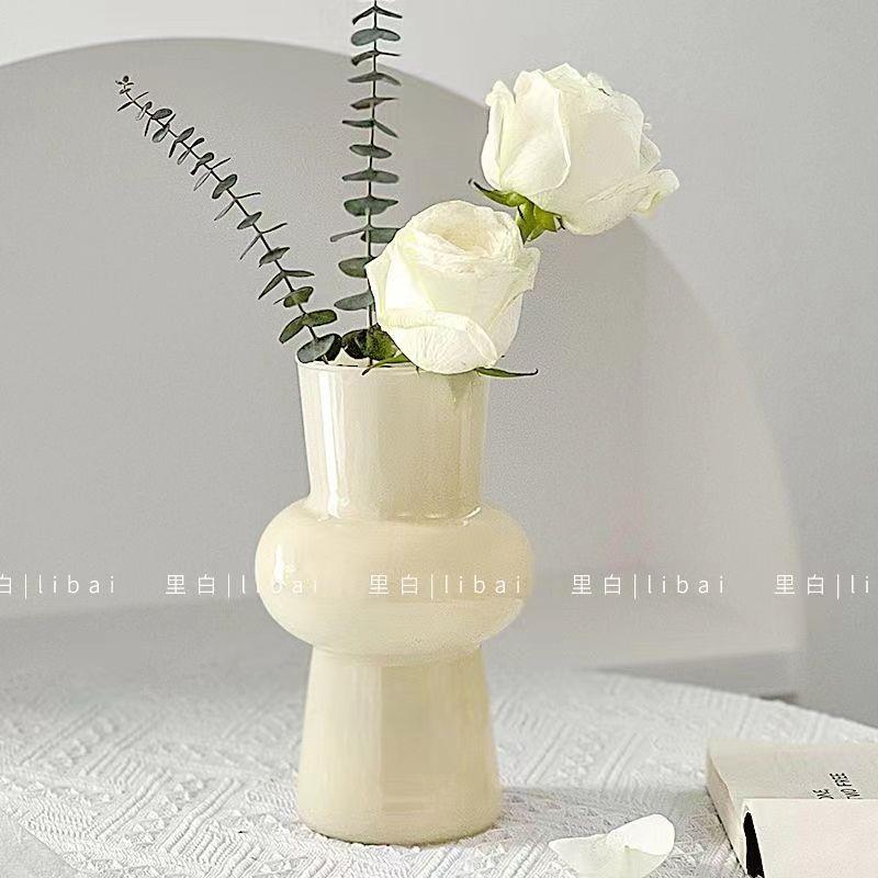 风简约复古中古玻璃花瓶水培鲜花插花器家居摆件桌面装饰道具W40