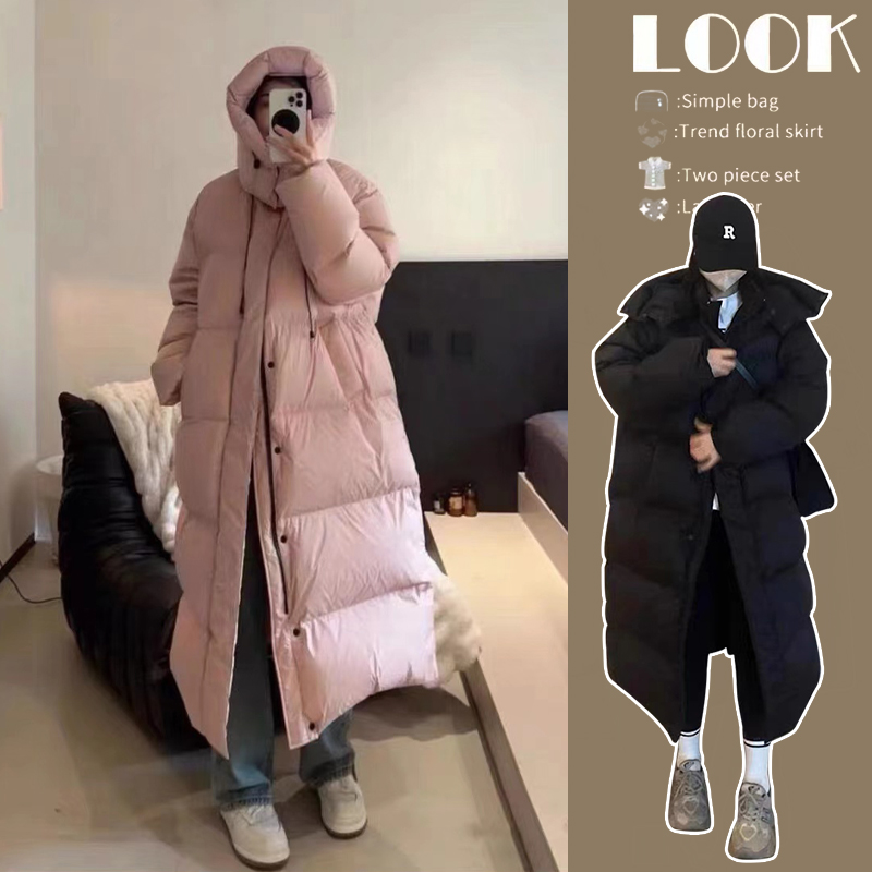 孕妇装保暖羽绒服冬季长款过膝韩版加厚连帽孕晚期大衣宽松外套潮