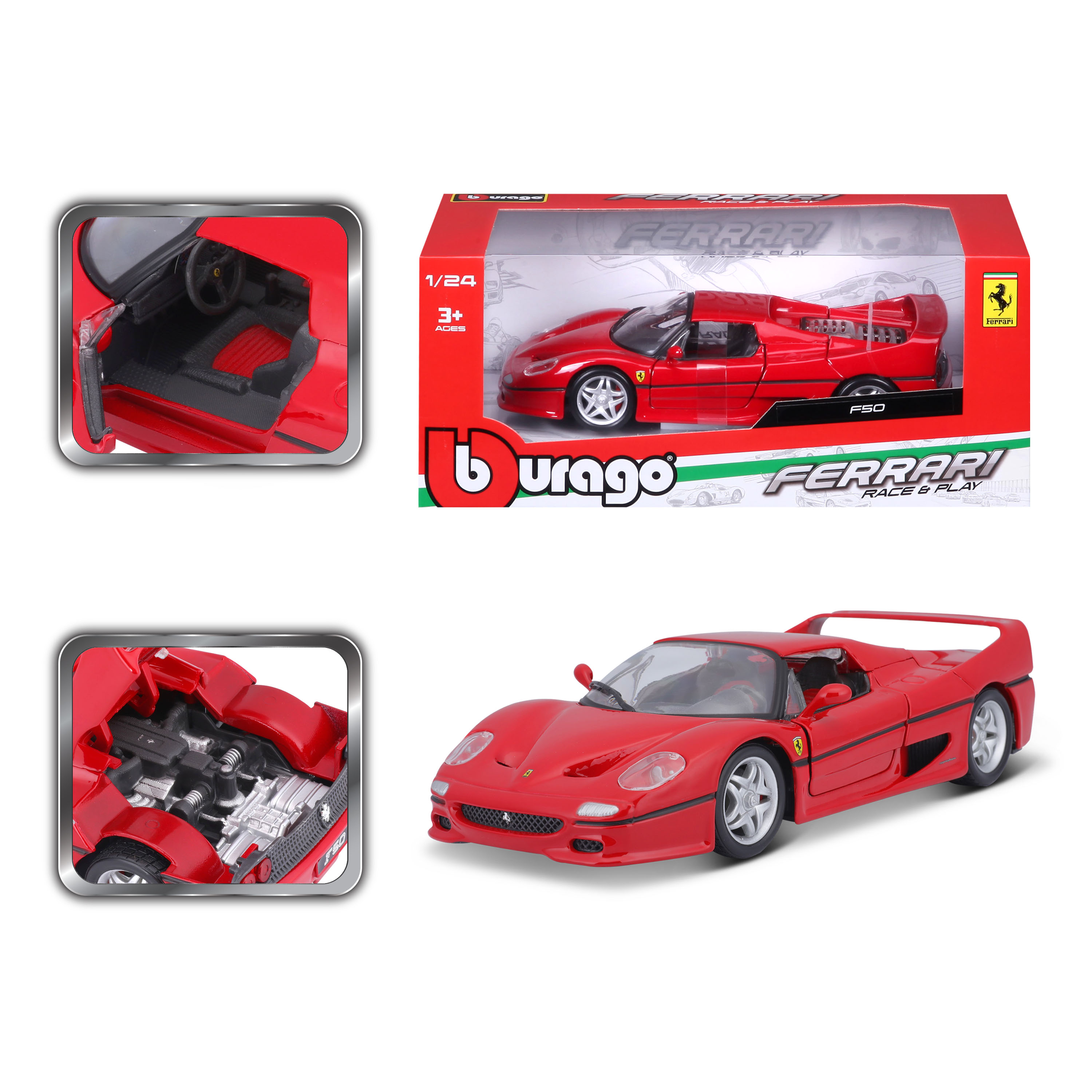 【比美高】1:24法拉利拉法F50跑车正版合金车模