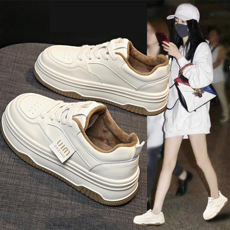 回力瑞韩版小白鞋女2024秋冬新百搭松糕厚底加绒增高运动休闲板鞋