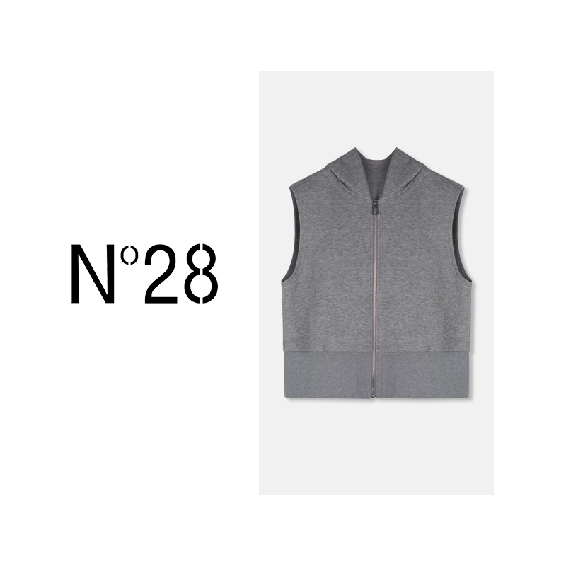 【搭配神器】N°28纯色简约秋冬连帽女士时尚百搭马夹8351B172无袖