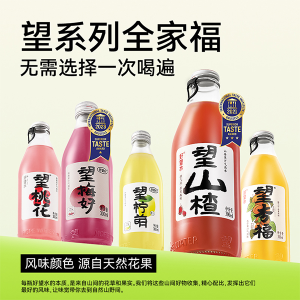好望水望山楂 望杏福 桃花梅好柠萌气泡水饮料300ml*6瓶/箱【达】