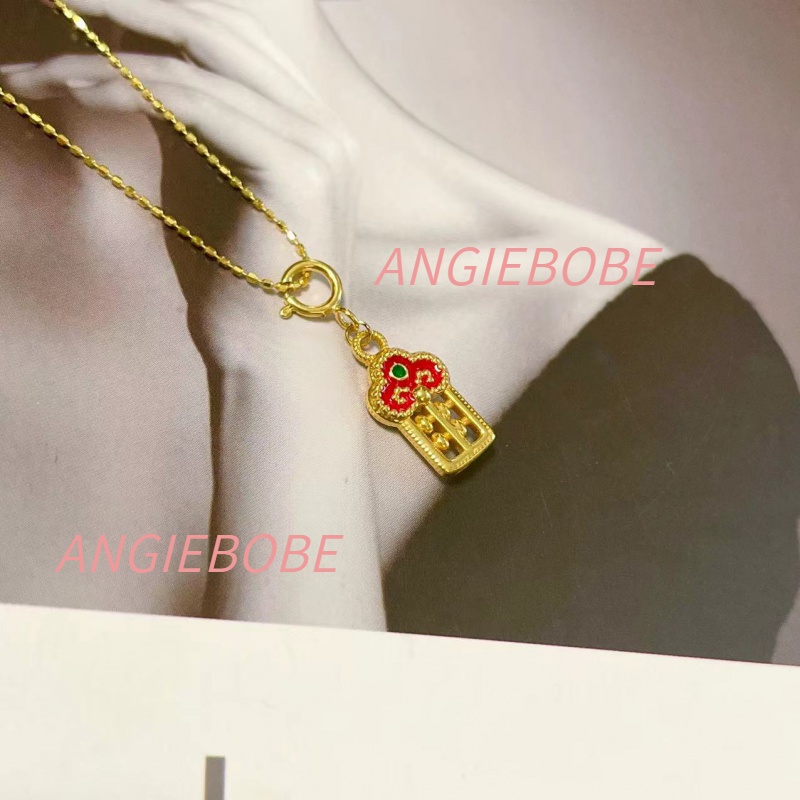 【ab】18K金万能卡扣如意算牌小滴溜#9801（不含图片链子）