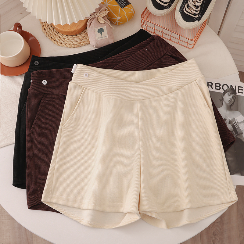 孕妇低腰短裤秋季外穿雪尼尔短裤2023新款孕妇打底裤春秋怀孕靴裤
