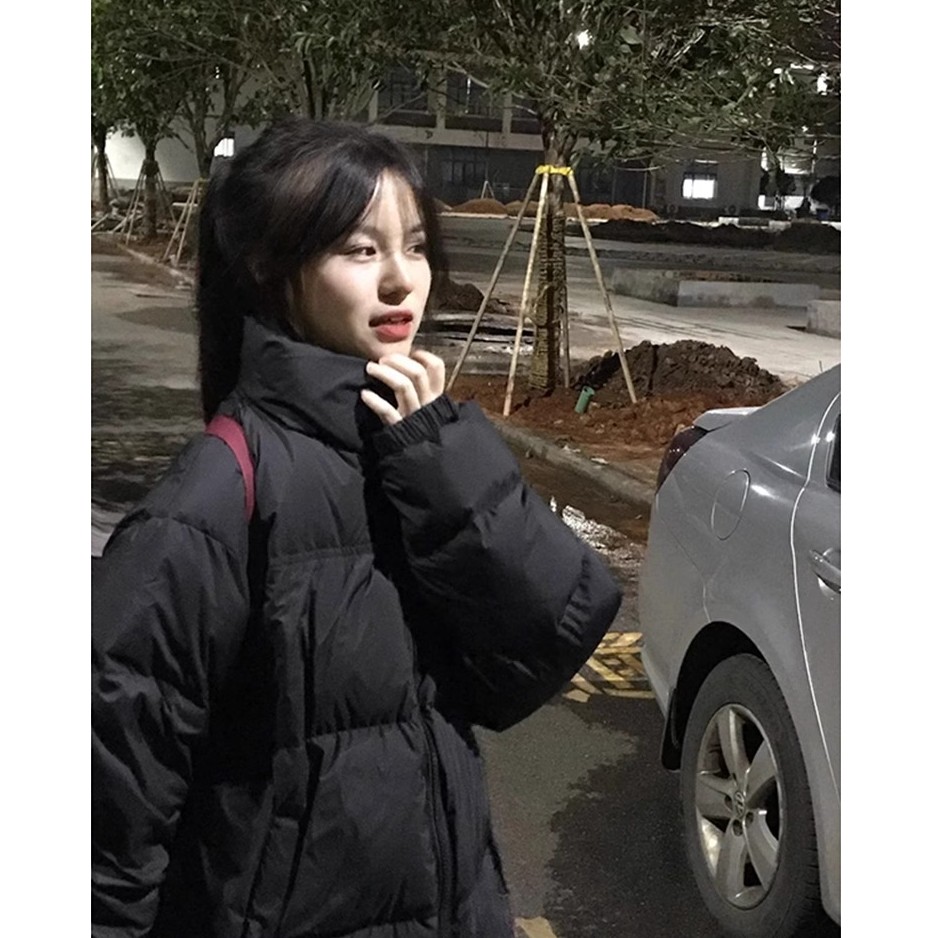 纯黑色立领棉服男款冬季加厚美式复古高级感oversize晋江棉衣短款