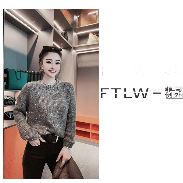 【FTLW】-轻奢网红提花时尚蕾丝针织气质女士百搭毛衣-980