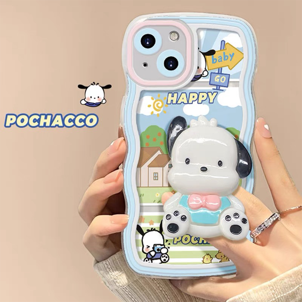 适用苹果/华为/OPPO/VIVO/小米F 可爱透明狗狗波浪防摔全包手机壳