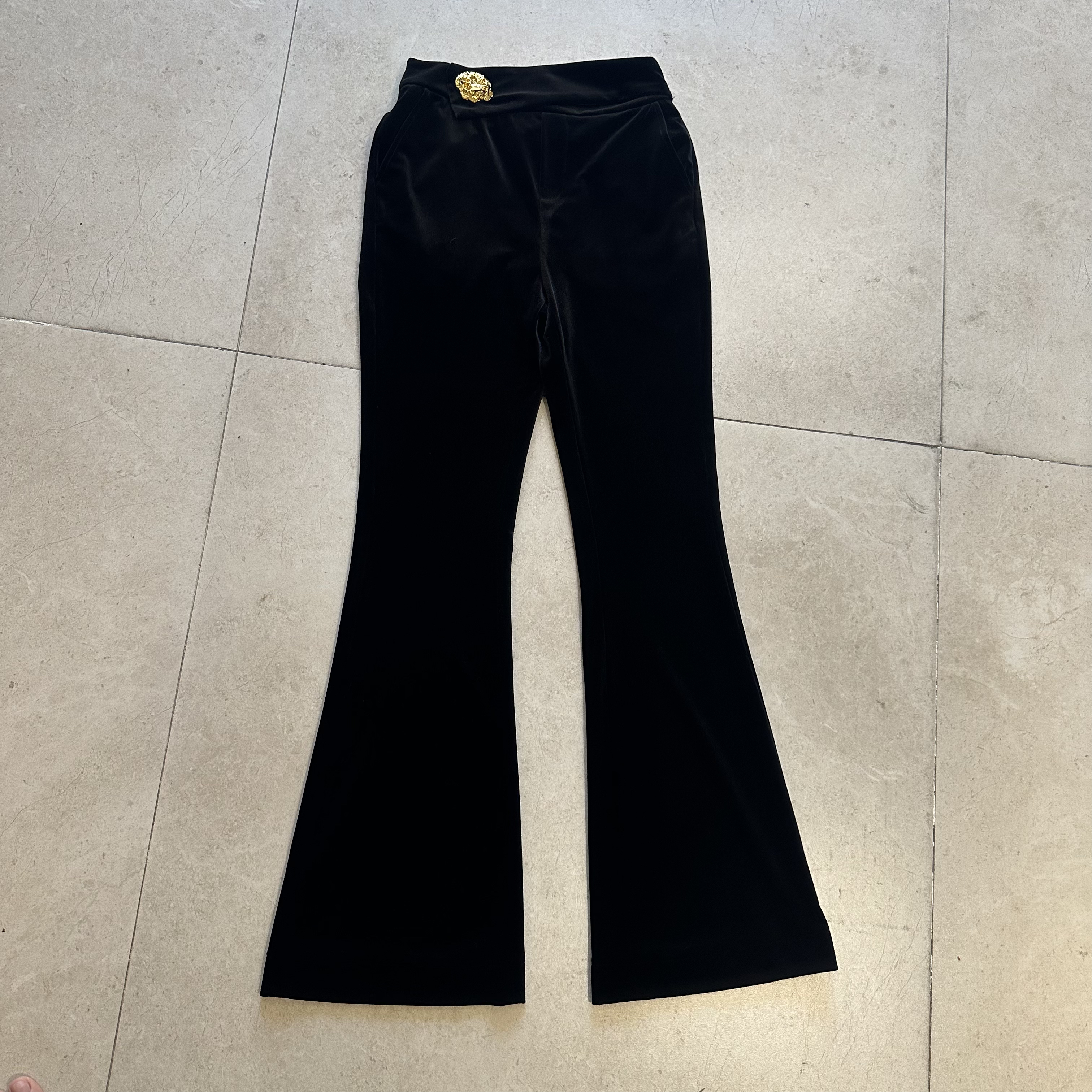 K11十七推荐丝绒裤微喇阔腿裤微喇阔腿裤气质高腰直筒时尚百搭