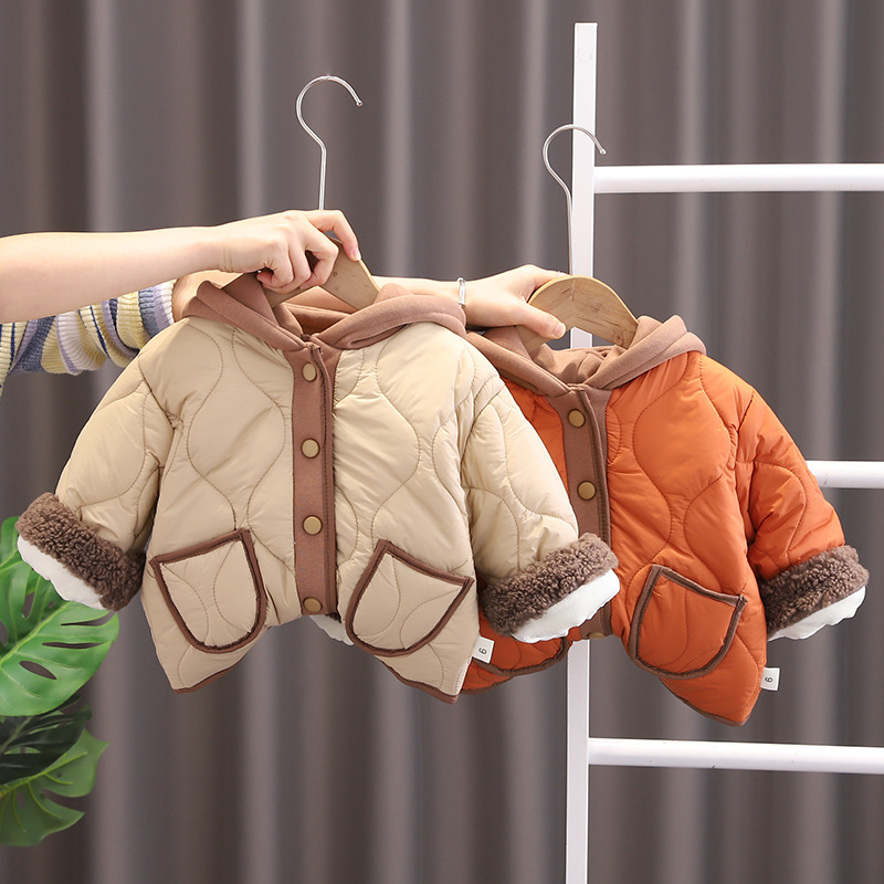 童装男童冬季棉衣加绒加厚外套2023新款宝宝棉服冬装儿童外穿上衣