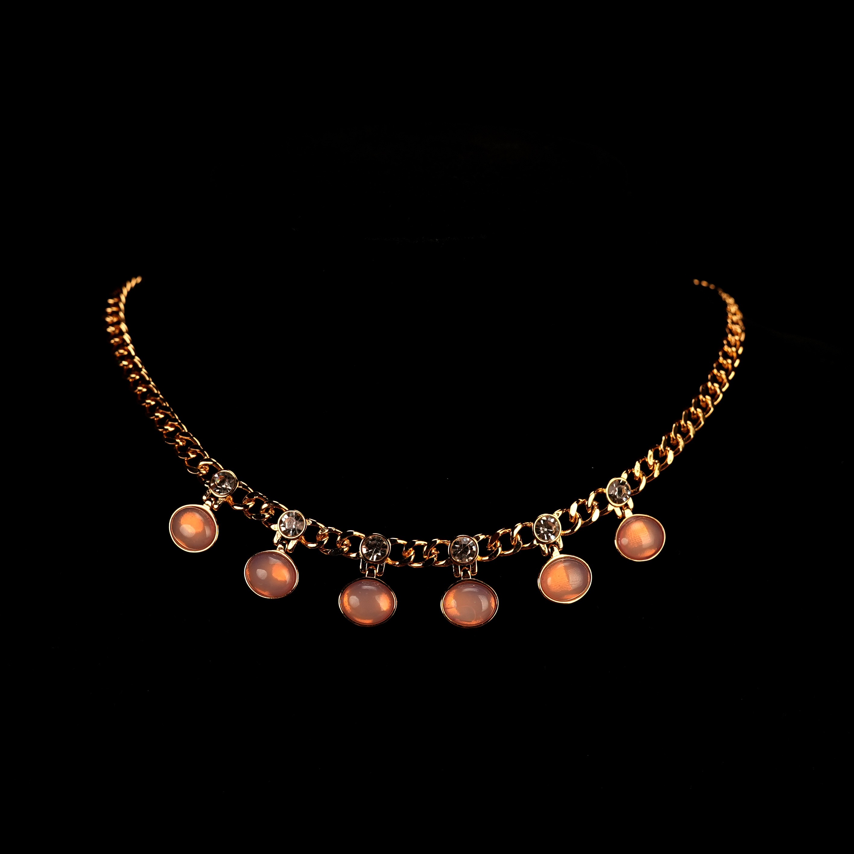 合金项链 《贝尔维第圆舞曲》项链耳钉粉色气质时尚百搭小众