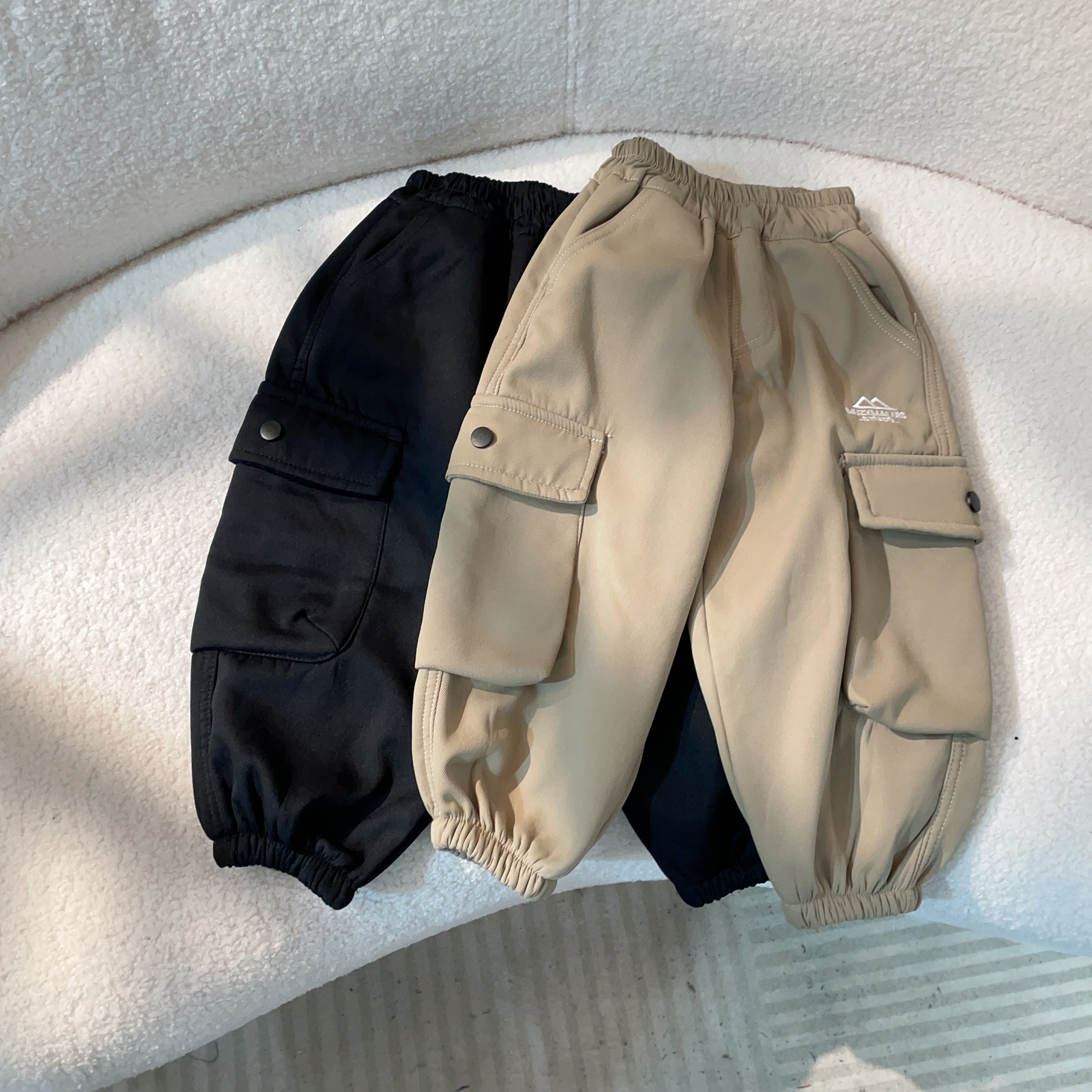 儿童一体绒工装裤男女童裤子中大童冬新款宽松百搭外穿潮流23152