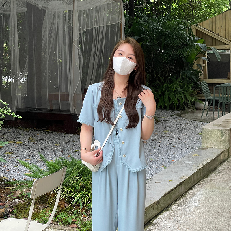 NANXU/楠序迪迪微胖女装 2024夏季小香风外套时尚两件套女NN19265