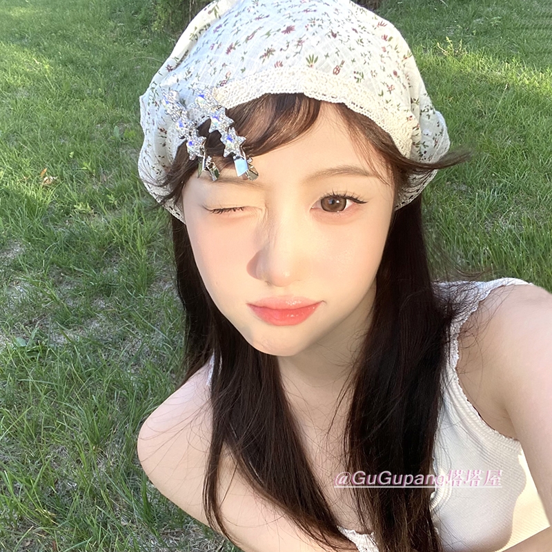 星星发饰银色水钻辣妹夹子头饰粉色鸭嘴前额秋冬金属夹一字夹发夹