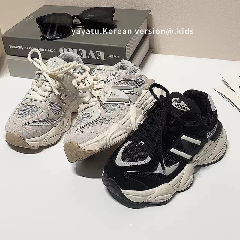 【2785】2023儿童秋冬新款老爹鞋男童透气网布休闲跑鞋女童软底真皮