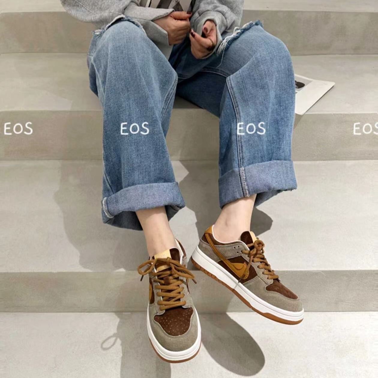 【EOS】广州独家原版复古韩系潮流时尚拼色牛皮休闲鞋
